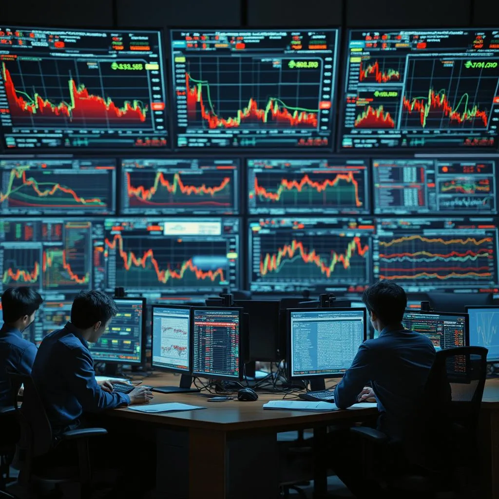 Equipo de análisis financiero trabajando